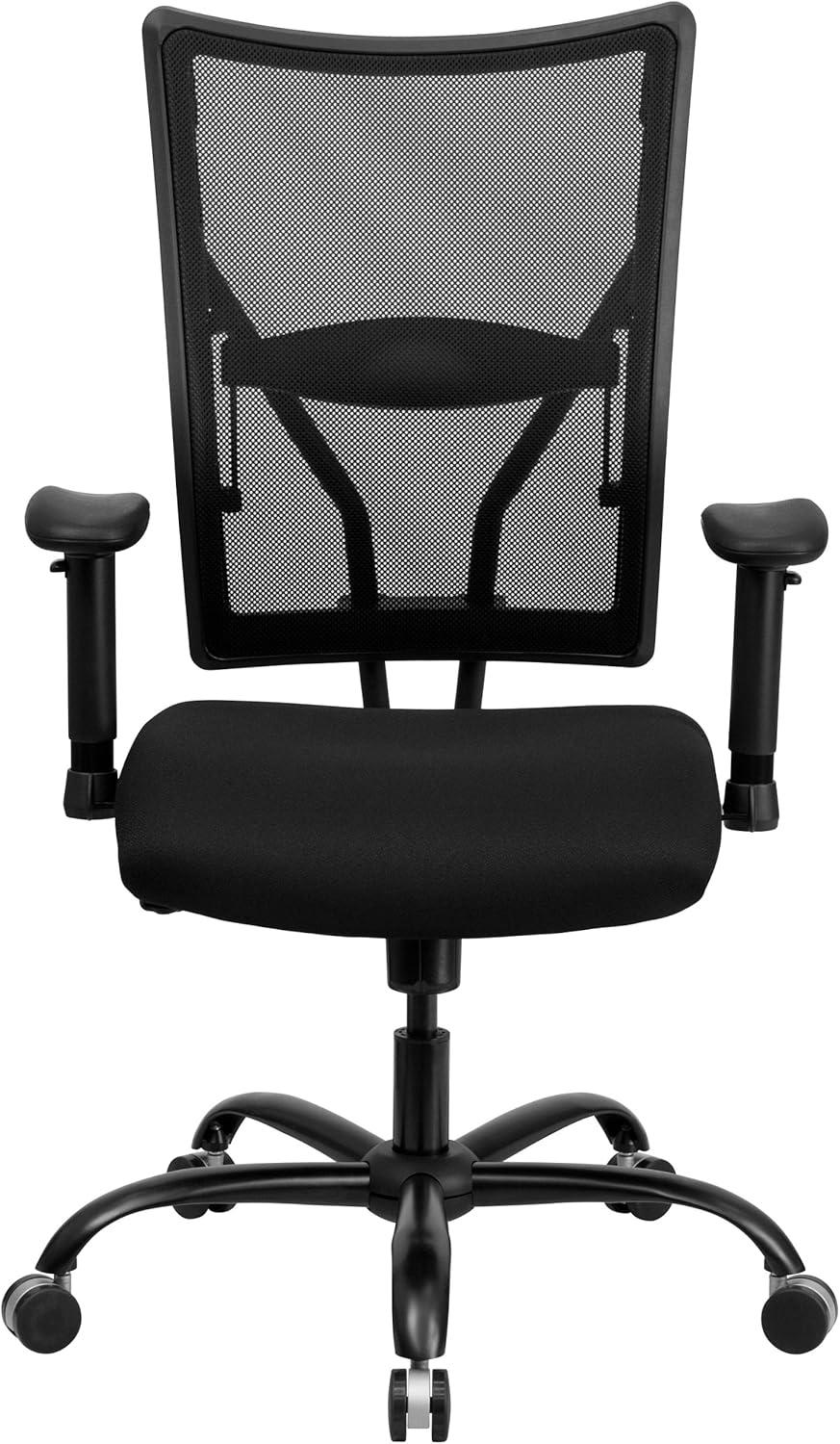 Flash Furniture HERCULES Series Big & Tall 400 lb. Rated Black Mesh Executive Swivel Ergonomic Office Chair with Adjustable Arms