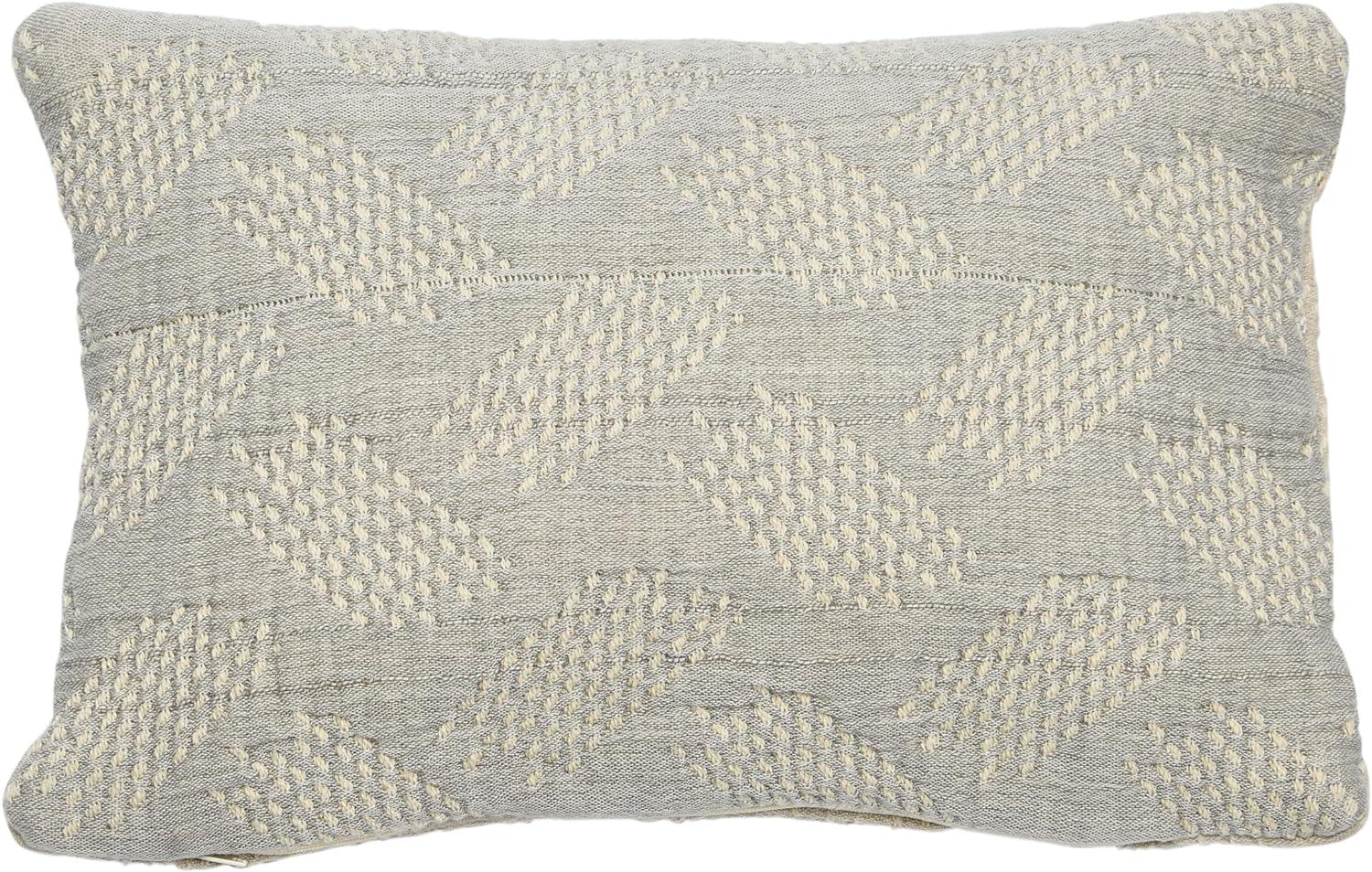 Taupe and Cream Cotton Jacquard Lumbar Pillow