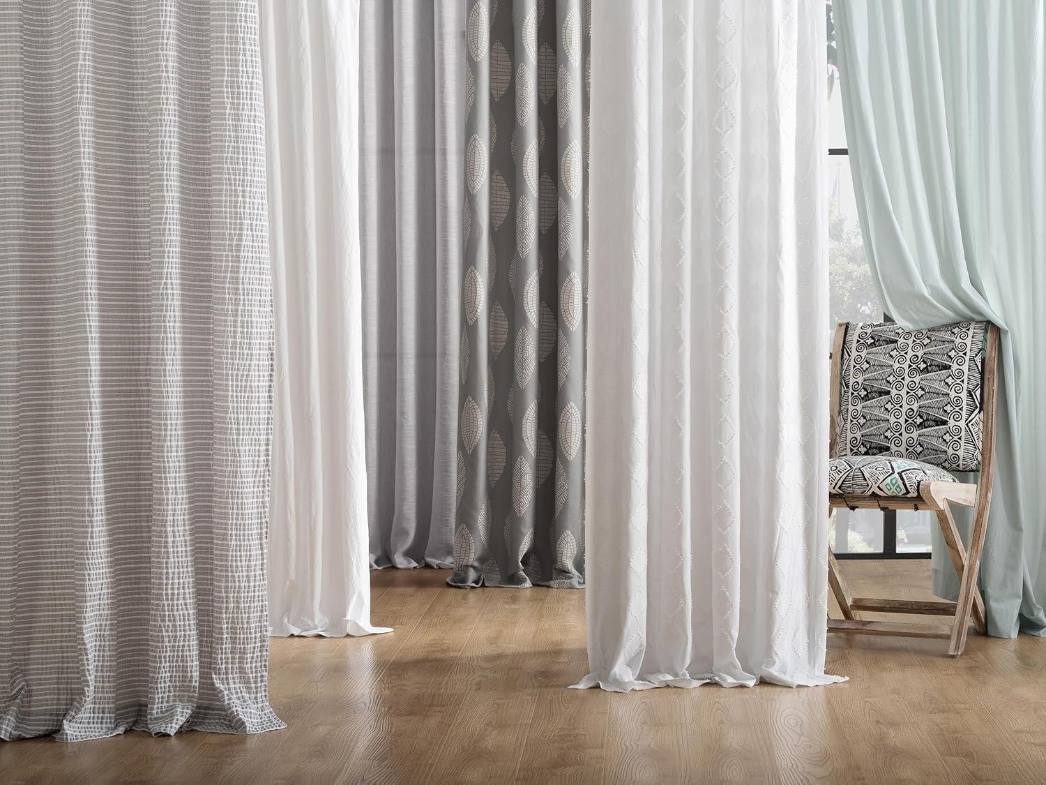 52"X63" Archaeo Light Filtering Washed Cotton Twist Tab Curtain Panel White: Modern Window Treatment, Machine Washable