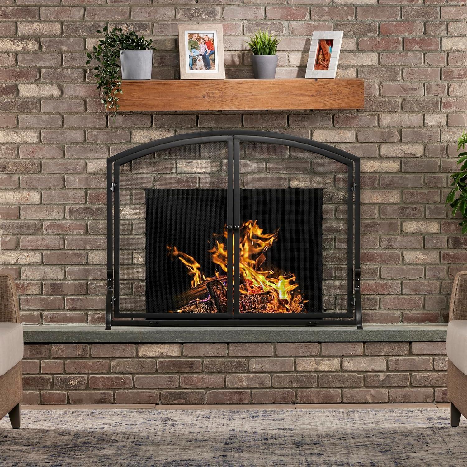 Uniflame Single Panel Iron Fireplace Screen with Doors