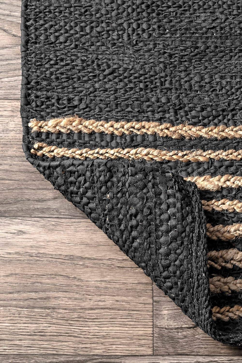 nuLOOM Hand Braided Jute Leather Kelli Area Rug