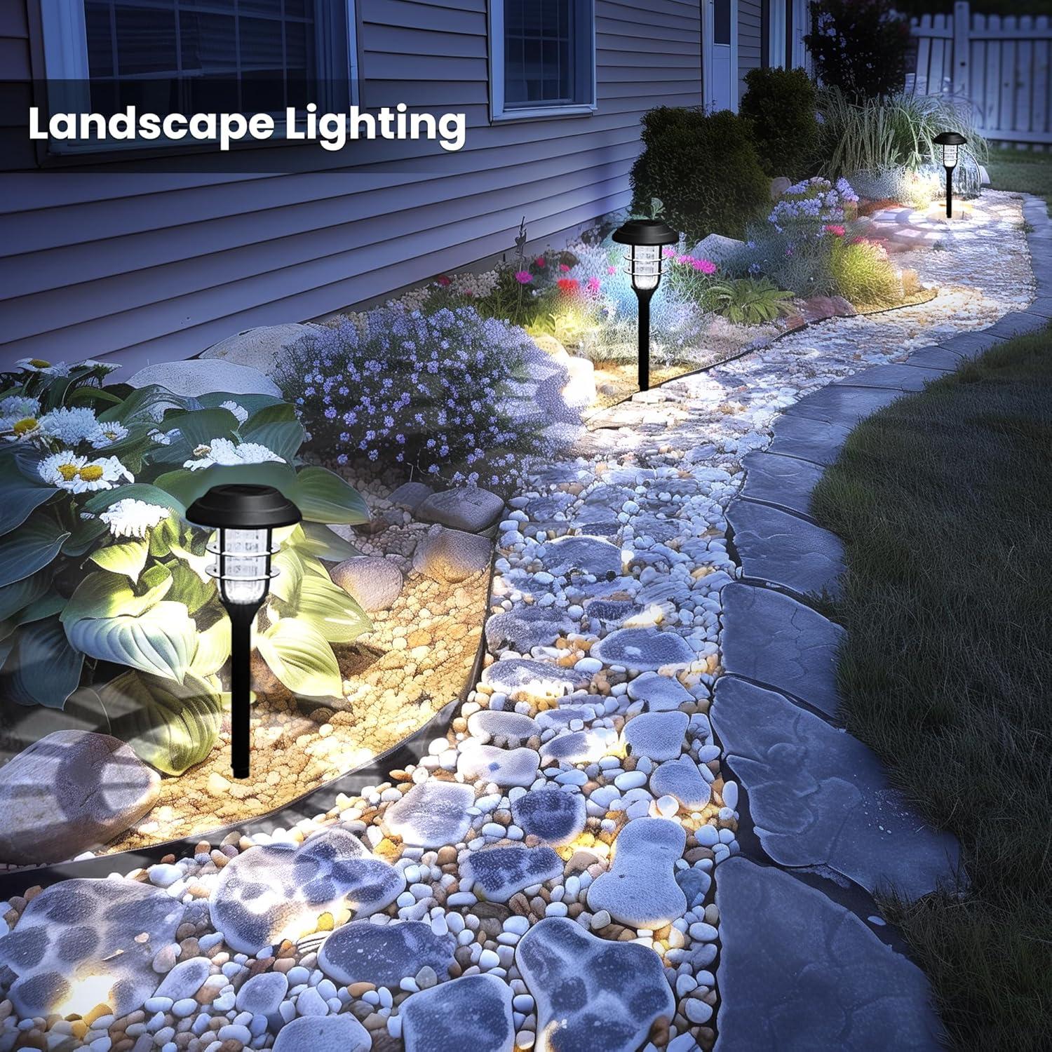 Solar Powered Black LED Pathway Lights Multipack