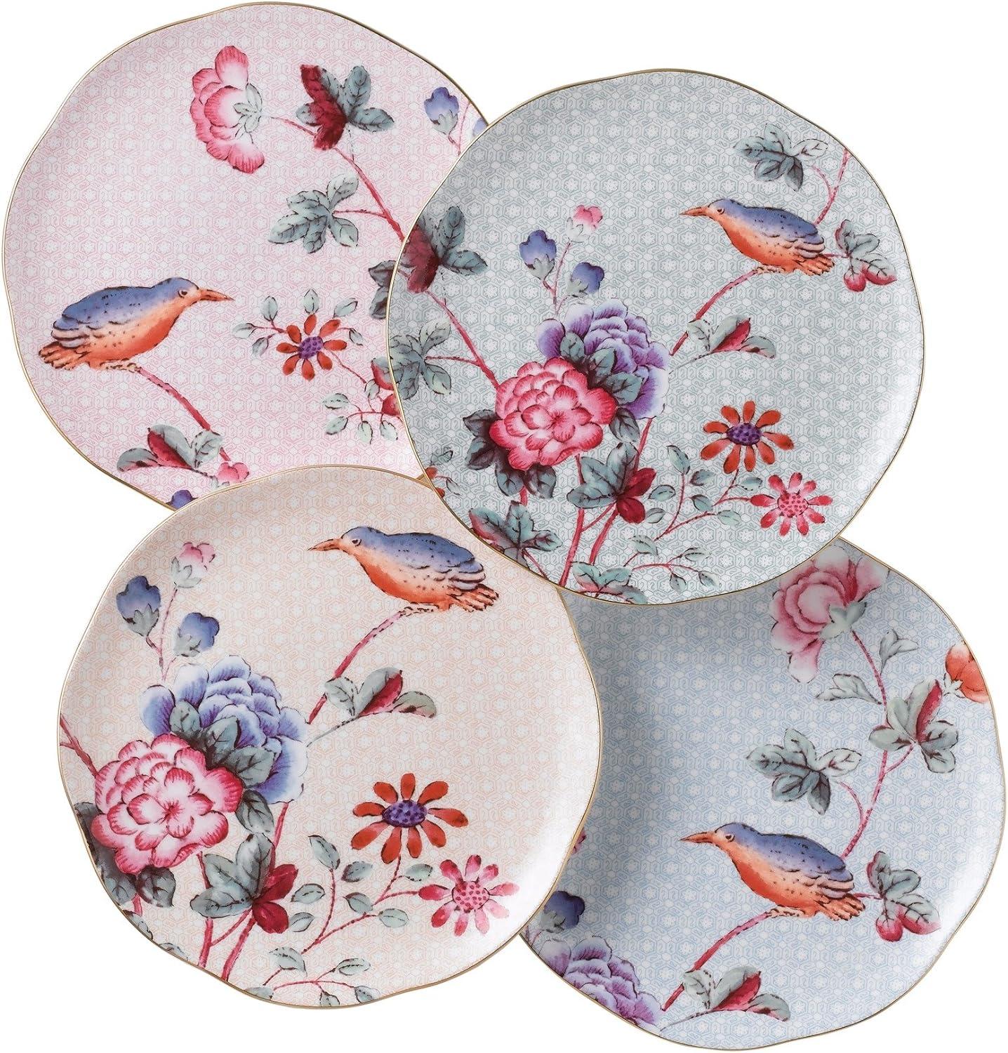 Wedgwood Cuckoo Floral Porcelain Dessert Plates, Set of 4