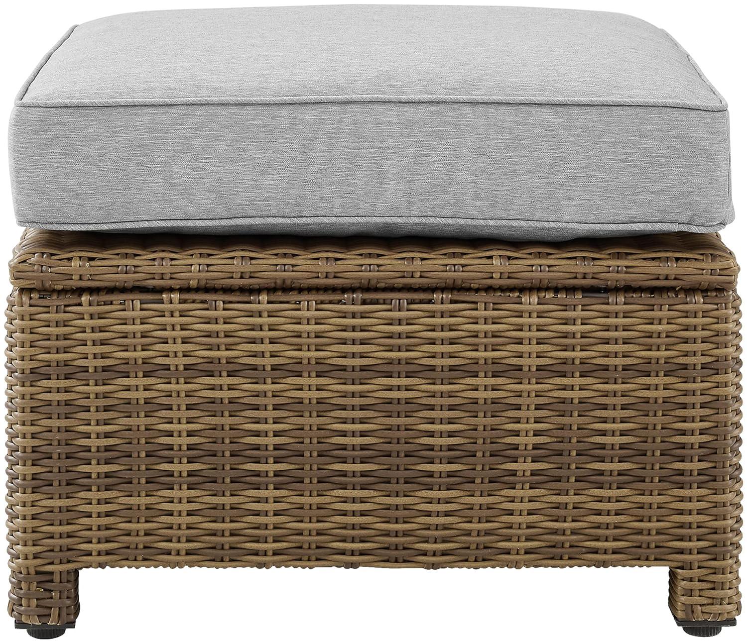 Crosley Furniture Bradenton 25"Fabric Outdoor Ottoman in Sand/Brown