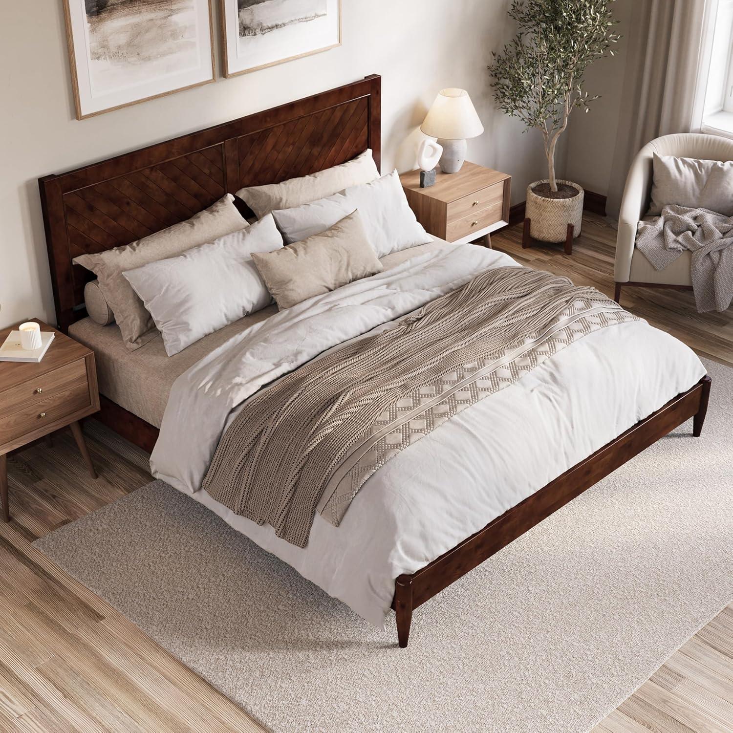 AFI Furnishings Berkshire Twin Solid Wood Low Profile Platform Bed in Walnut
