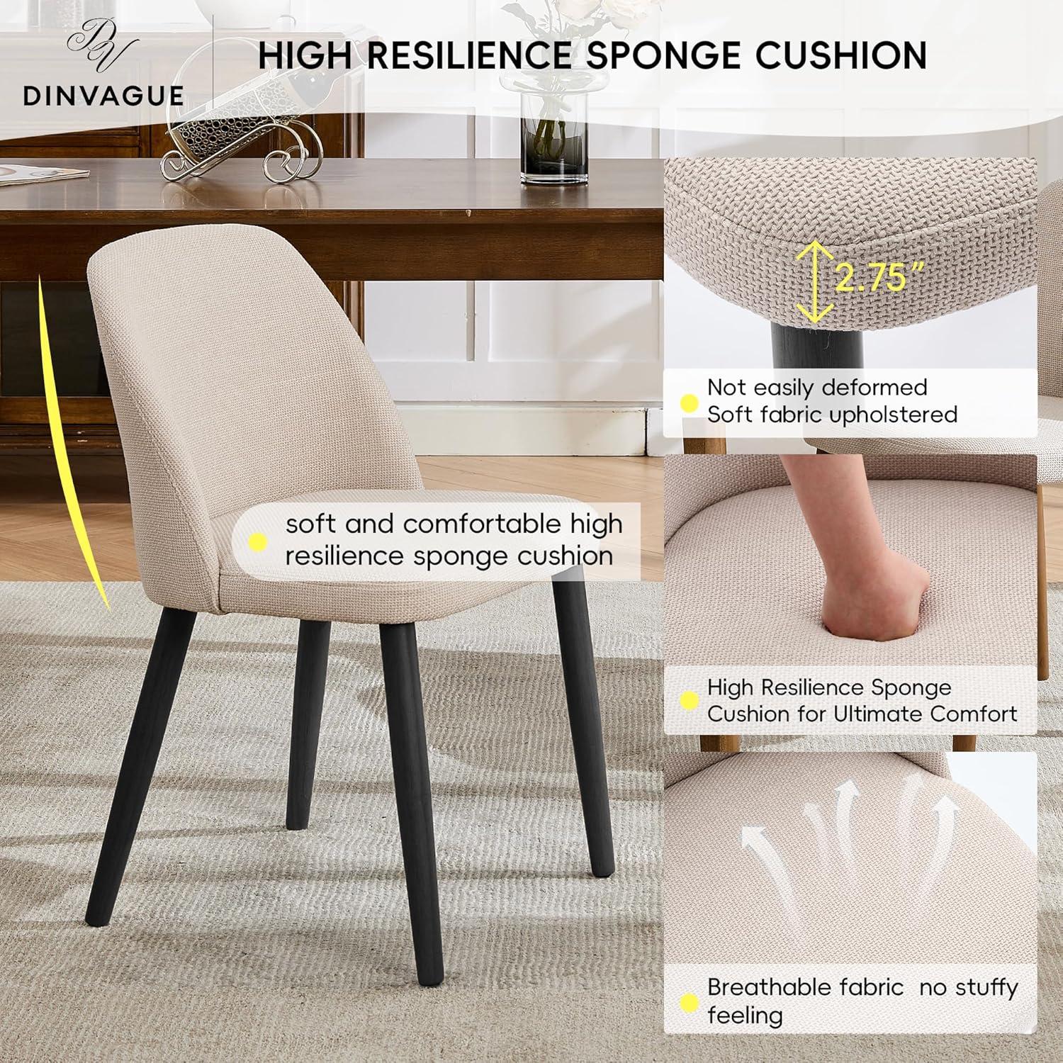 Dining Chairs Set of 2,Fabric Upholstered and Solid Wood Legs,Modern Room Dining Chairs,Thick Cushions Seat,Easy Assembly for Dining Room Living Room Bedroom Kitchen(Green)