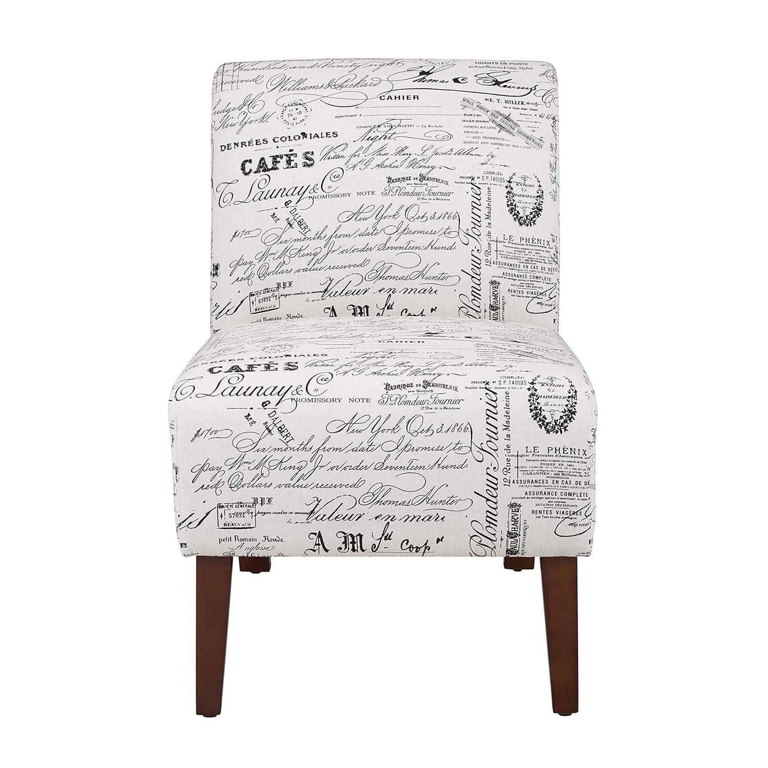 Lily Traditional Slipper Upholstered Sailing Accent Chair Script - Linon
