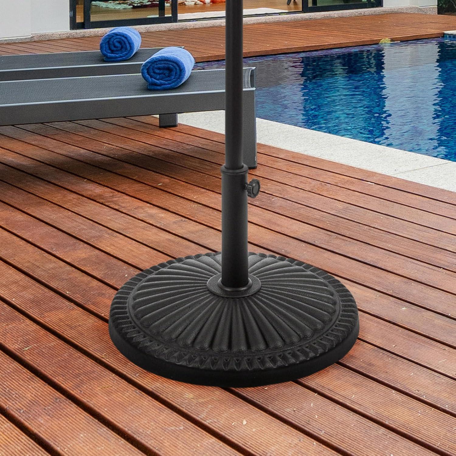 Pure Garden 39lb Round Outdoor Patio Umbrella Base Black: Resin & Cement, No Assembly, UV-Resistant