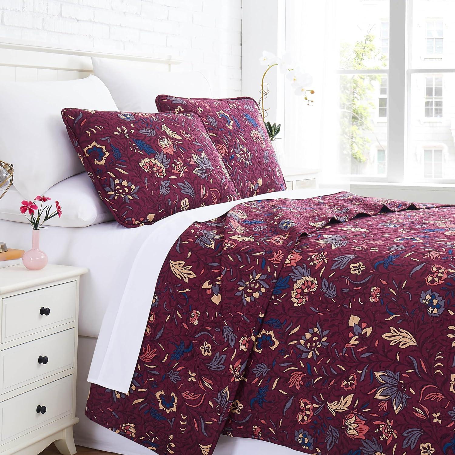 Southshore Fine Living Oversized Khari Lightweight 3-Piece Quilt Set Rust Full / Queen