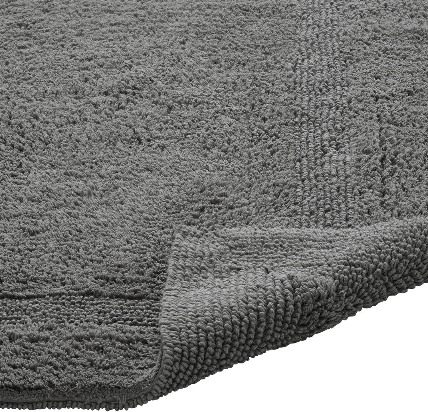 Better Trends Lux 100% Cotton Tufted Solid Reversible Bath Rug 20" x 20" Contour - Gray