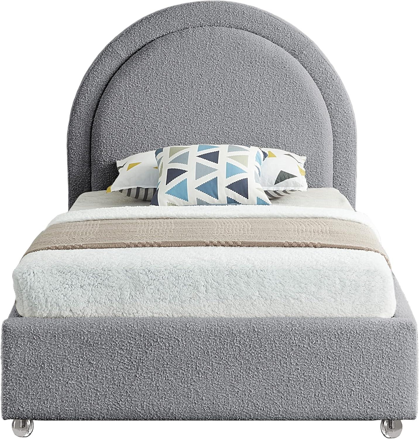 Meridian Furniture Milo Grey Fabric Twin Bed