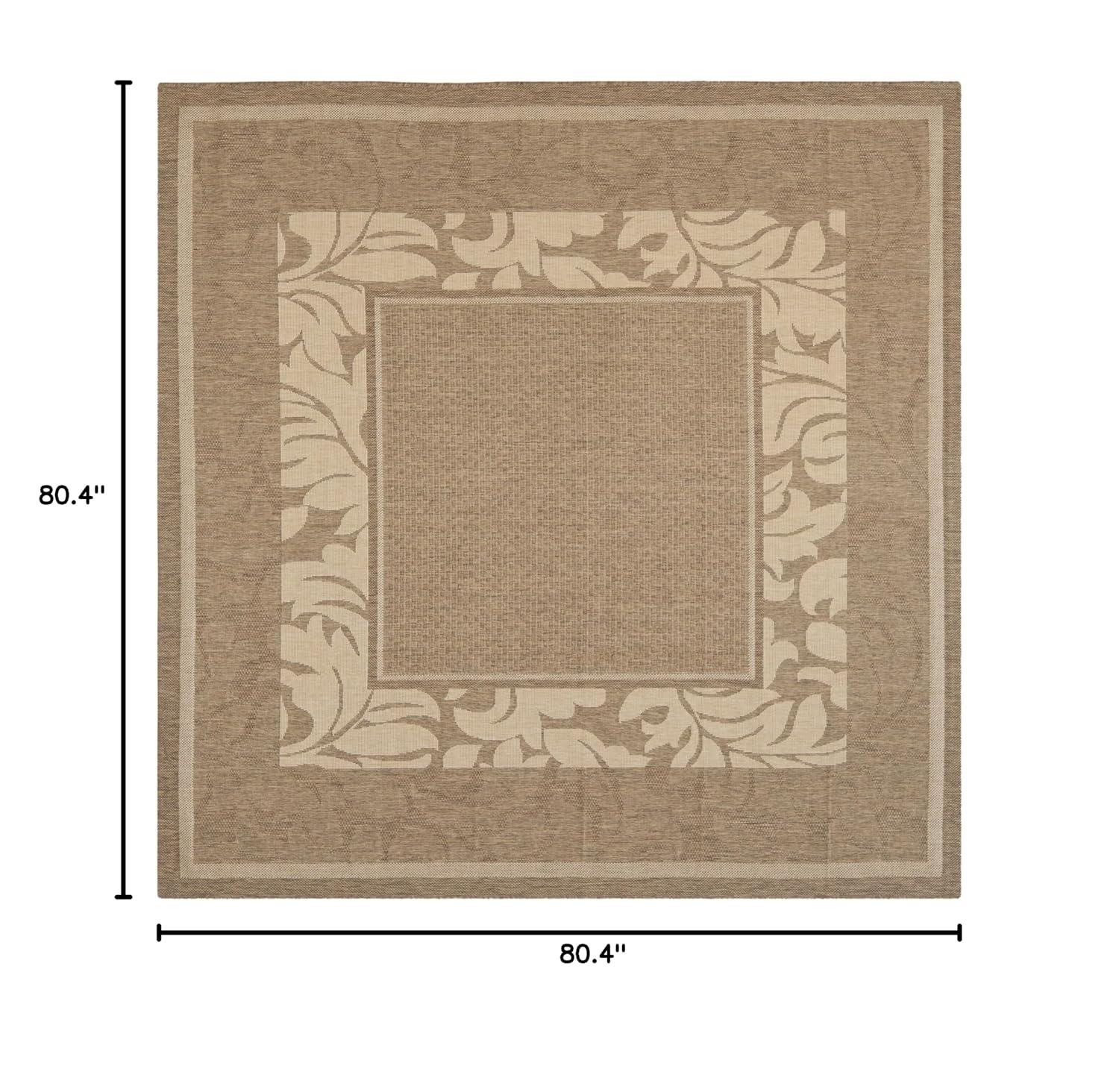 Courtyard CY1704 Power Loomed Indoor and Outdoor Area Rug - Brown/Natural - 6'7"x6'7" - Safavieh