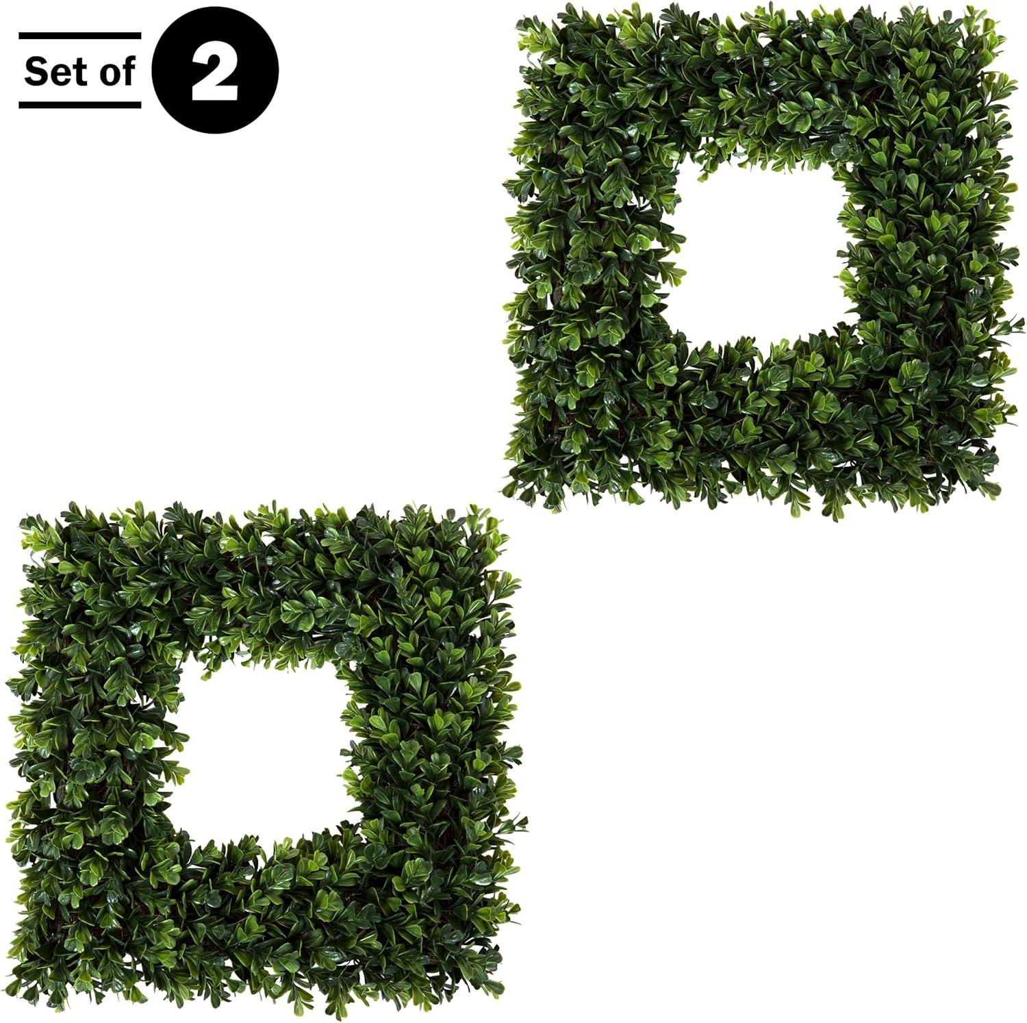 Pure Garden Set of Two 16.5-Inch Indoor/Outdoor Artificial Boxwood Wreaths