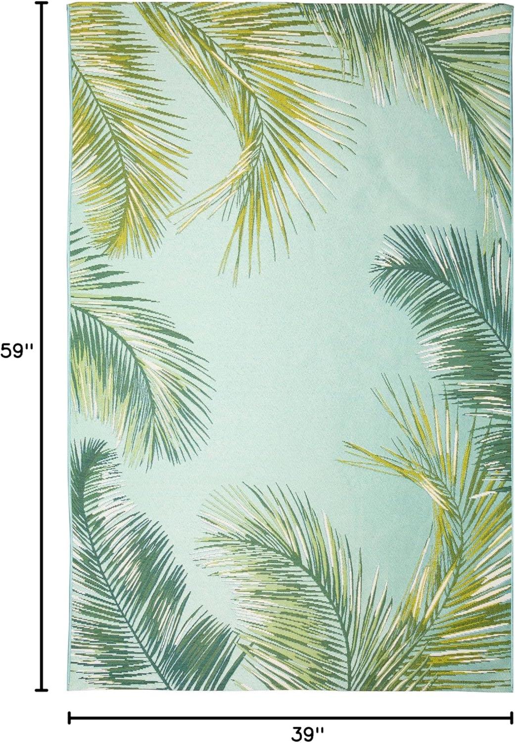 Liora Manne Marina Palm Border Indoor/Outdoor Rug Aqua 3'3" x 4'11"