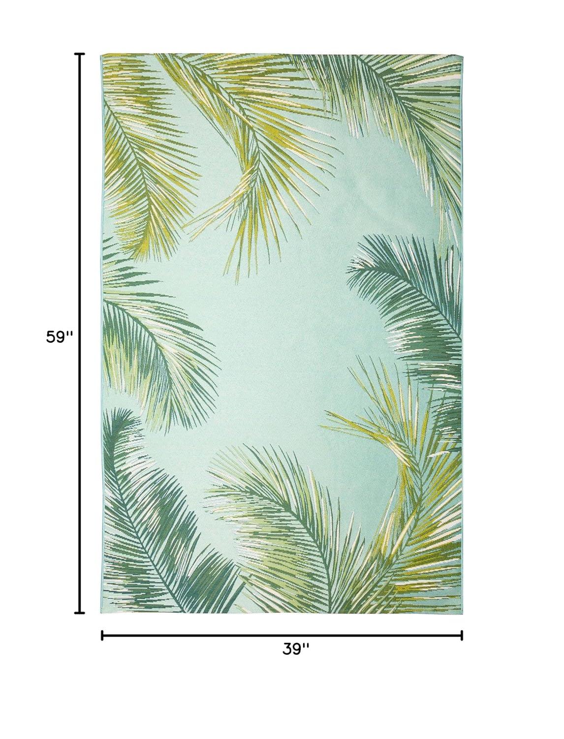 Liora Manne Marina Palm Border Indoor/Outdoor Rug Aqua 3'3" x 4'11"