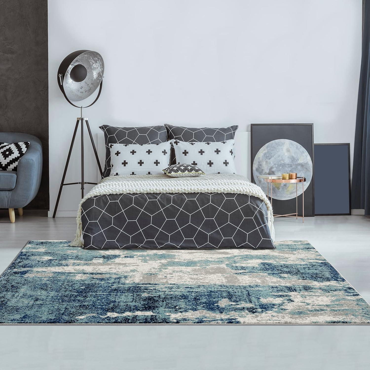 17 Stories Elkmont Abstract Light Blue/Gray Area Rug