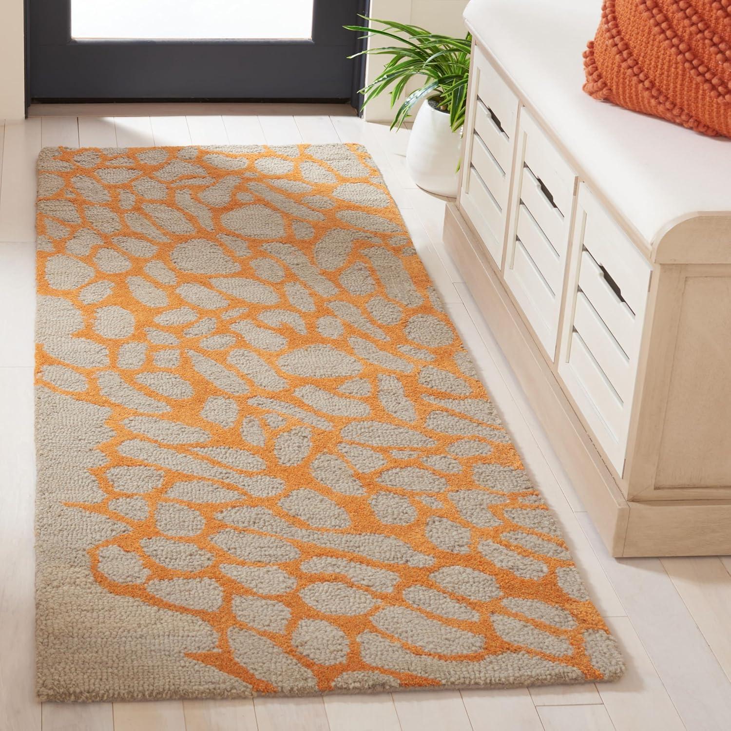 SAFAVIEH Blossom Clarence Abstract Runner Rug, Grey/Orange, 2'3" x 6'