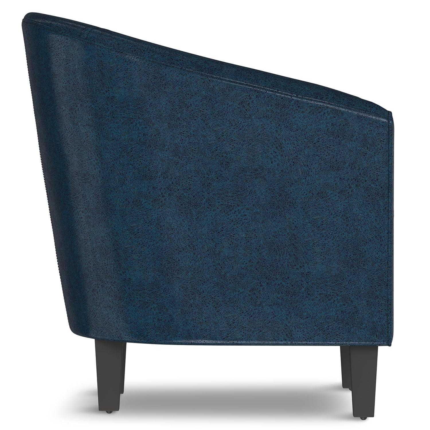 Simpli Home Austin 30"W Upholstered Vegan Faux Leather Contemporary Tub Accent Chair with High Arms and Deep Seat