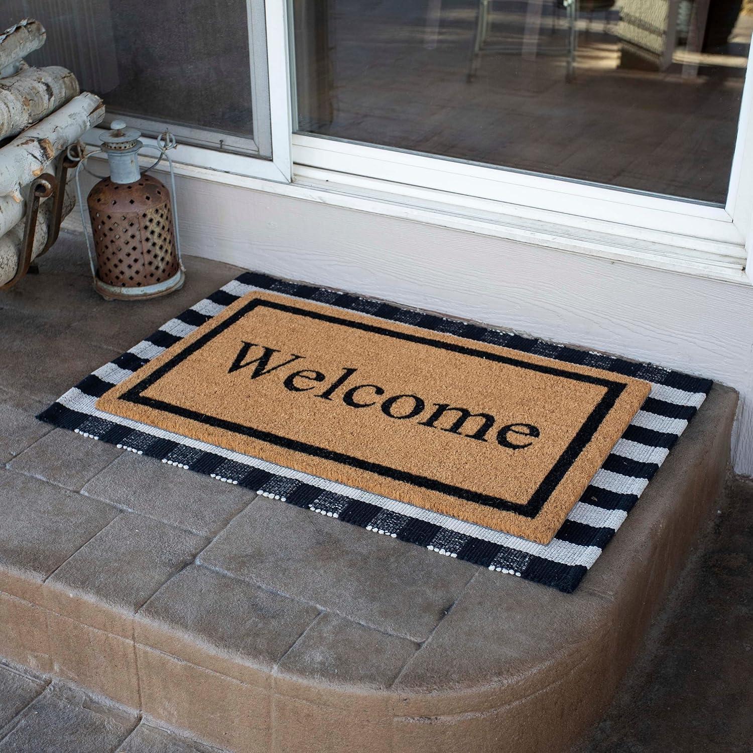 BirdRock  Home Layered Welcome Mat with Vinyl Backing for Door Entryway 24 x 36