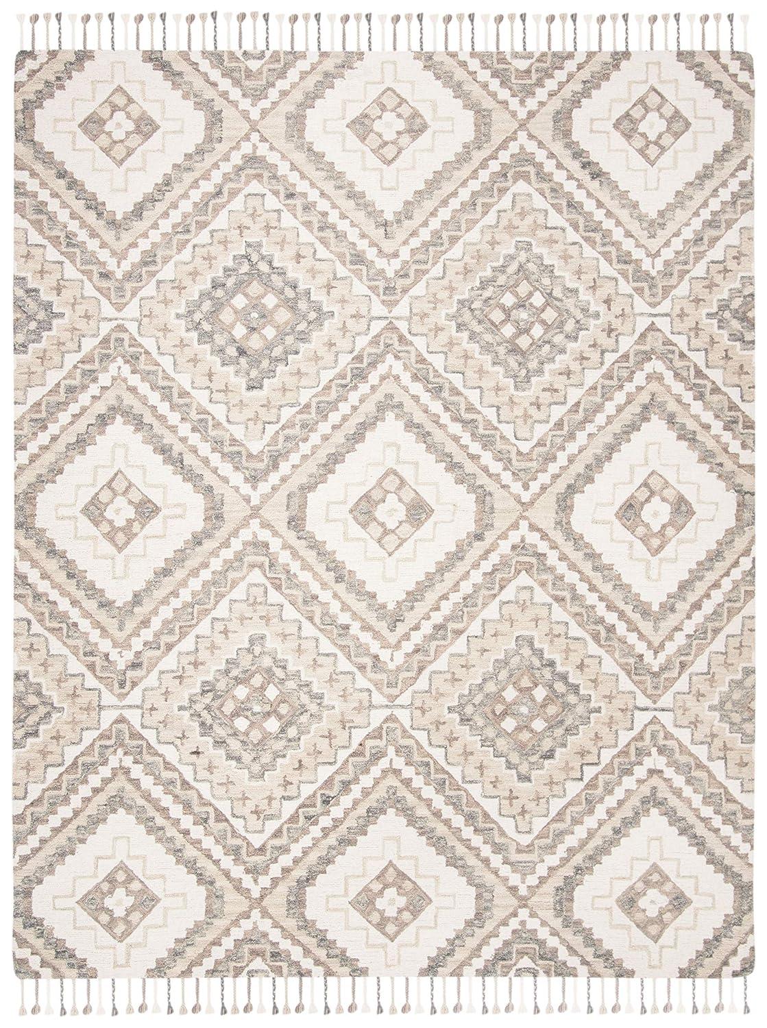 SAFAVIEH Aspen Caymen Geometric Wool Area Rug, Taupe/Ivory, 10' x 14'