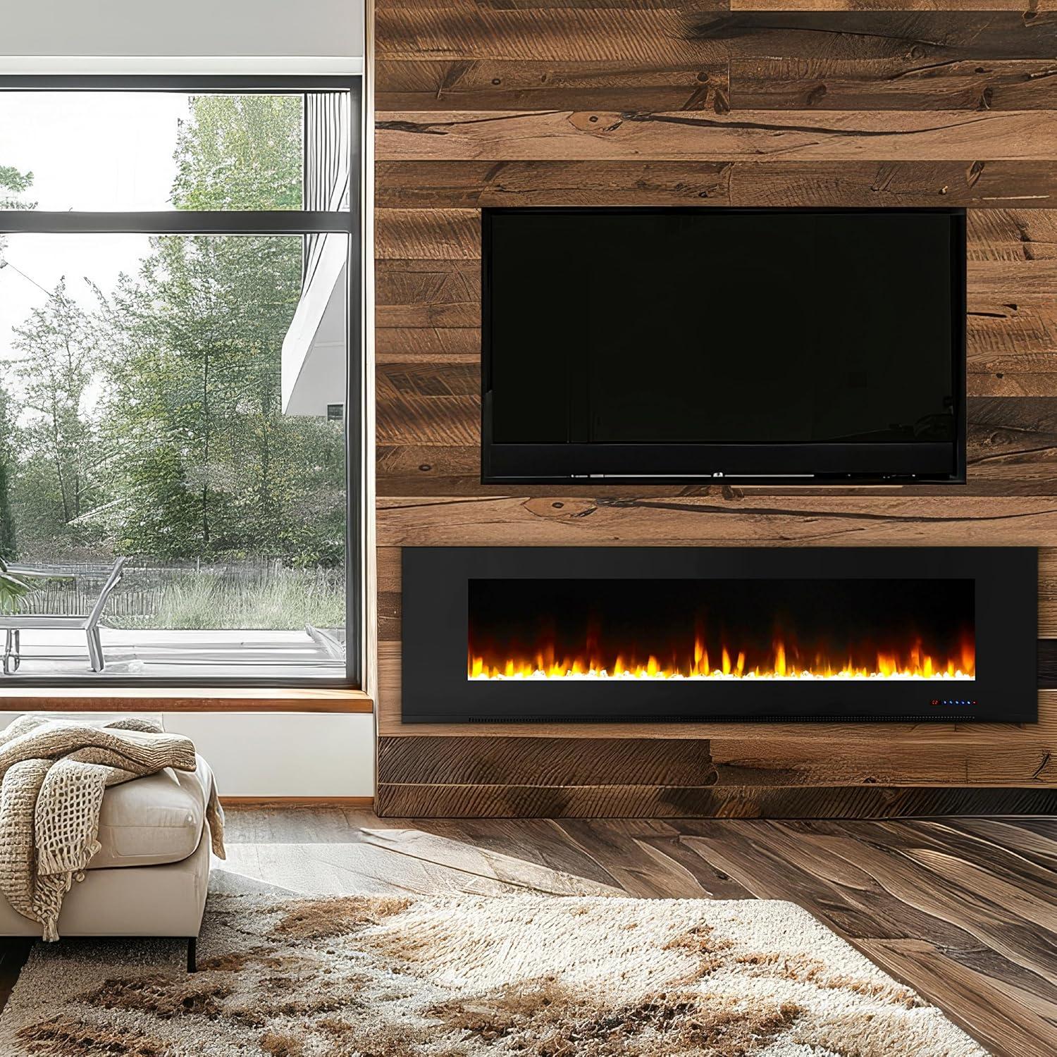 Cambridge Cambridge Wall Mount Electric Fireplace Heater with Remote Control for Indoor Use in Living Room, Bedroom, Home Office