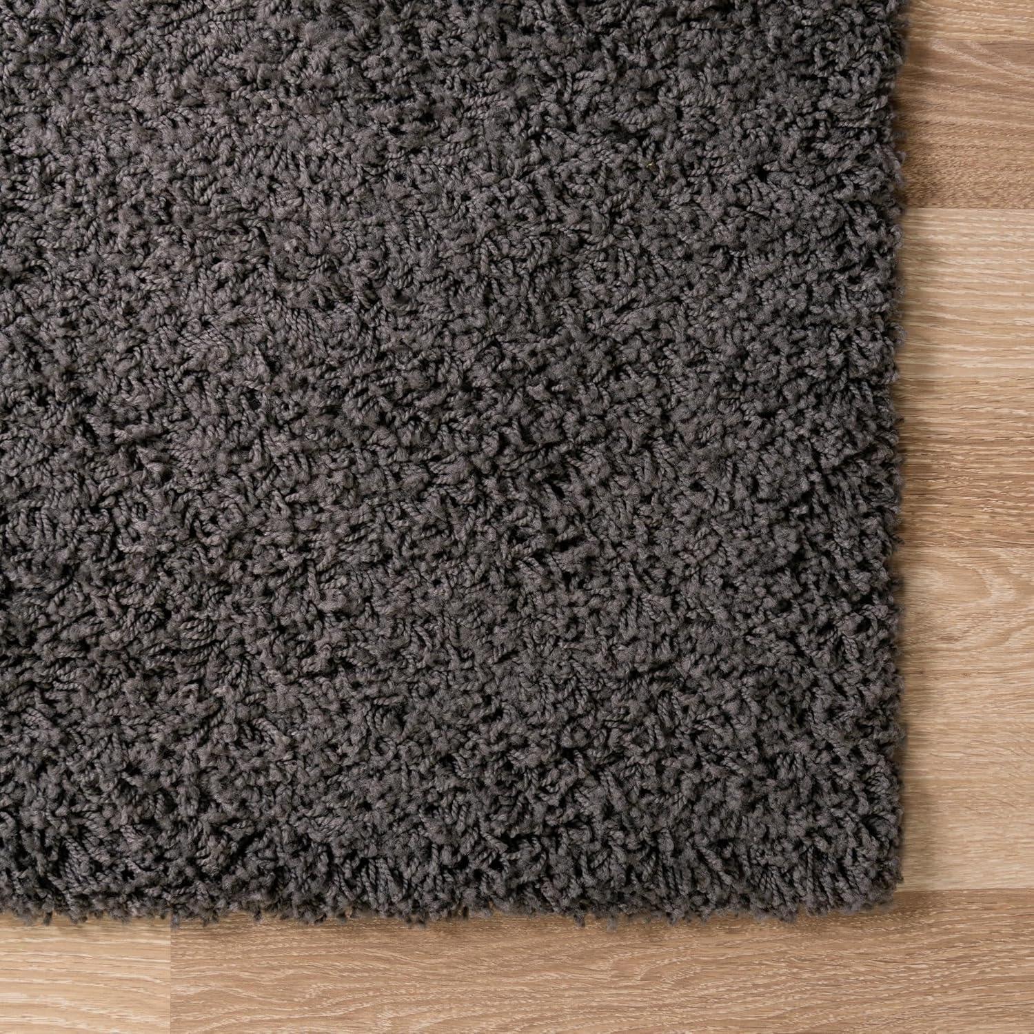 Lavish Gray Square Synthetic Shag Rug for Kids' Rooms