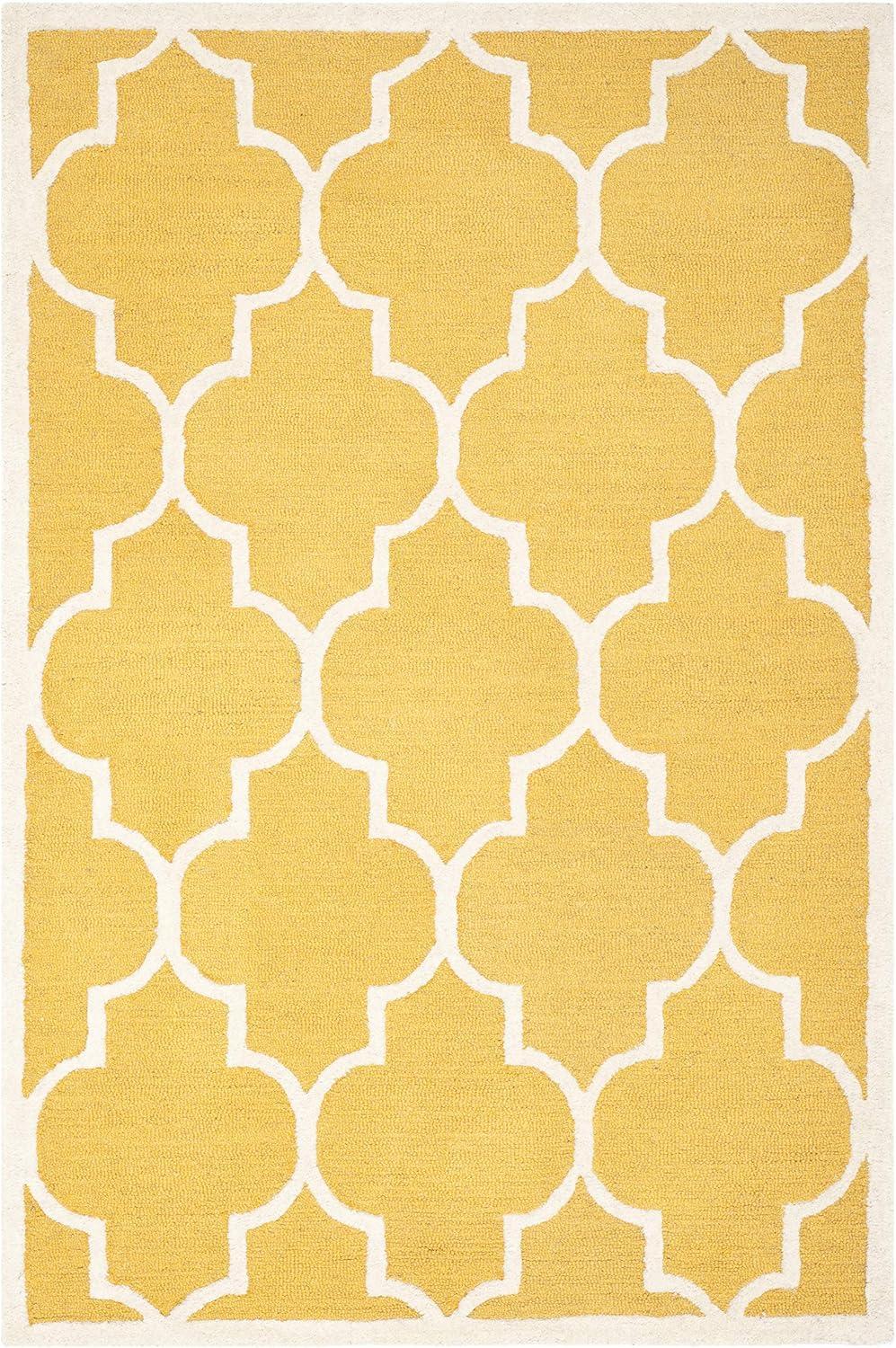 SAFAVIEH Cambridge Kevin Geometric Wool Area Rug, Gold/Ivory, 4' x 6'