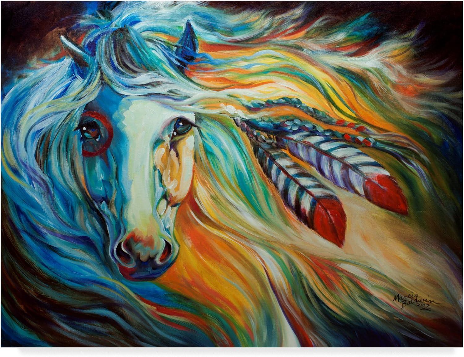Trademark Fine Art Marcia Baldwin " Breaking Dawn Indian War Horse " by Marcia Baldwin