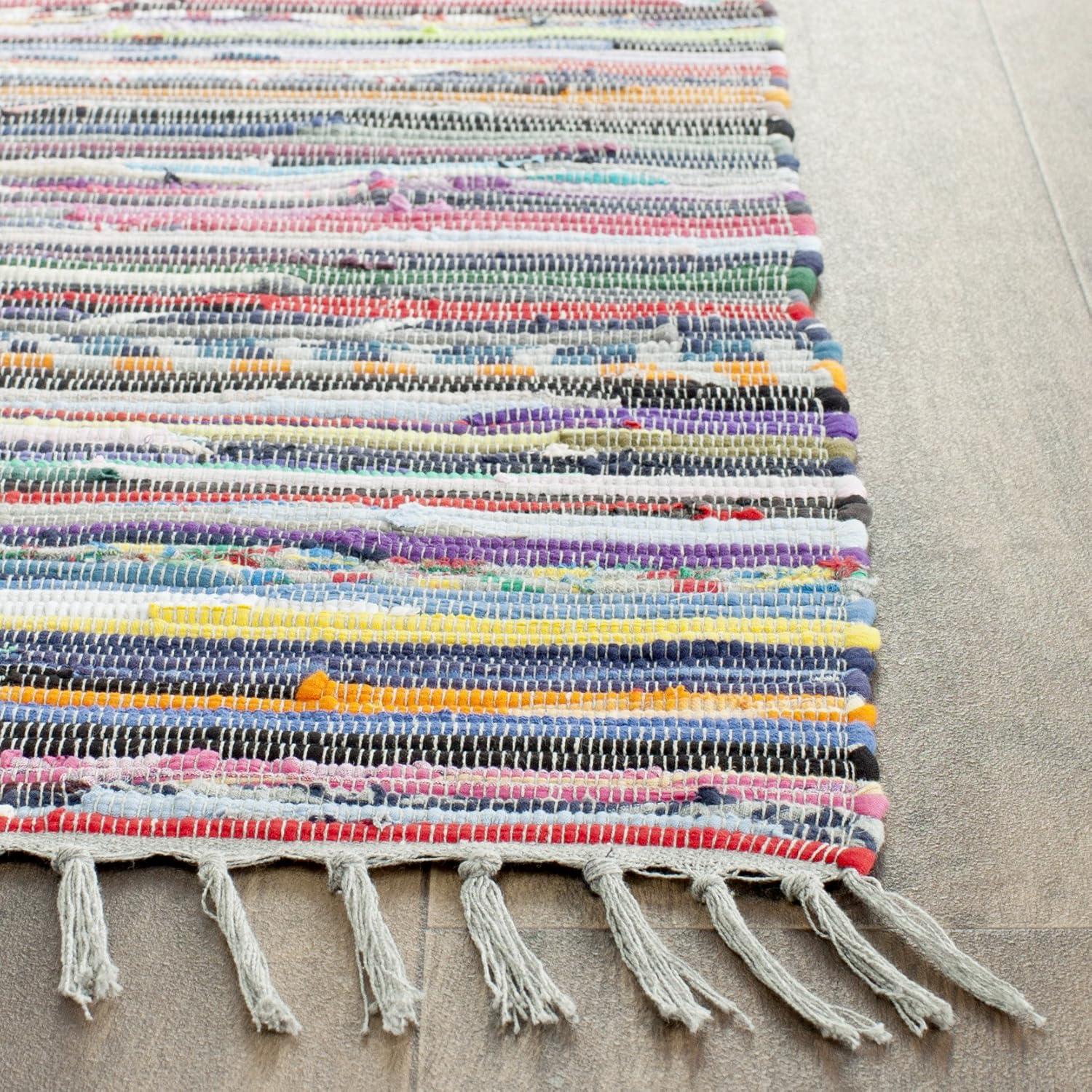 Rag Rug RAR121 Hand Woven Indoor Runner Rug - Grey/Multi - 2'3"x14' - Safavieh.