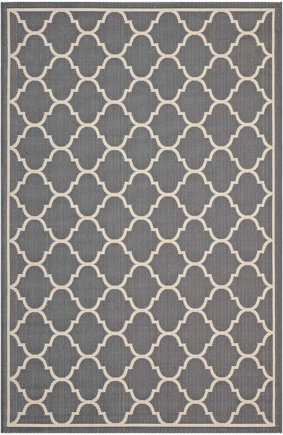 Avena 8' x 10' Gray and Beige Synthetic Trellis Area Rug