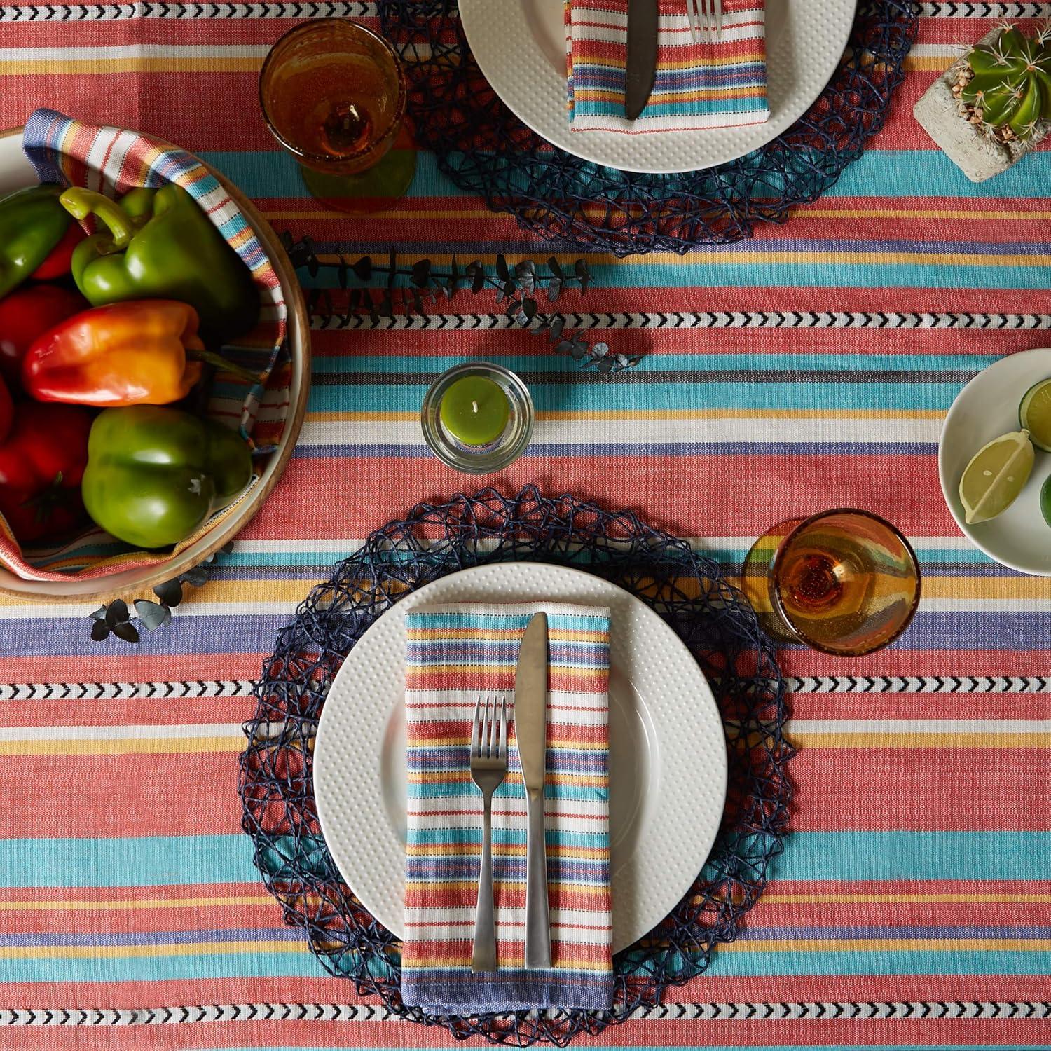 Verano Stripe Multicolor Cotton Square Tablecloth, 52x52