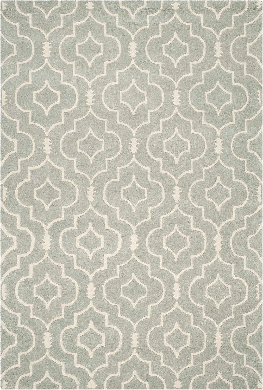 SAFAVIEH Chatham Xanthia Geometric Wool Area Rug, Grey/Ivory, 4' x 6'