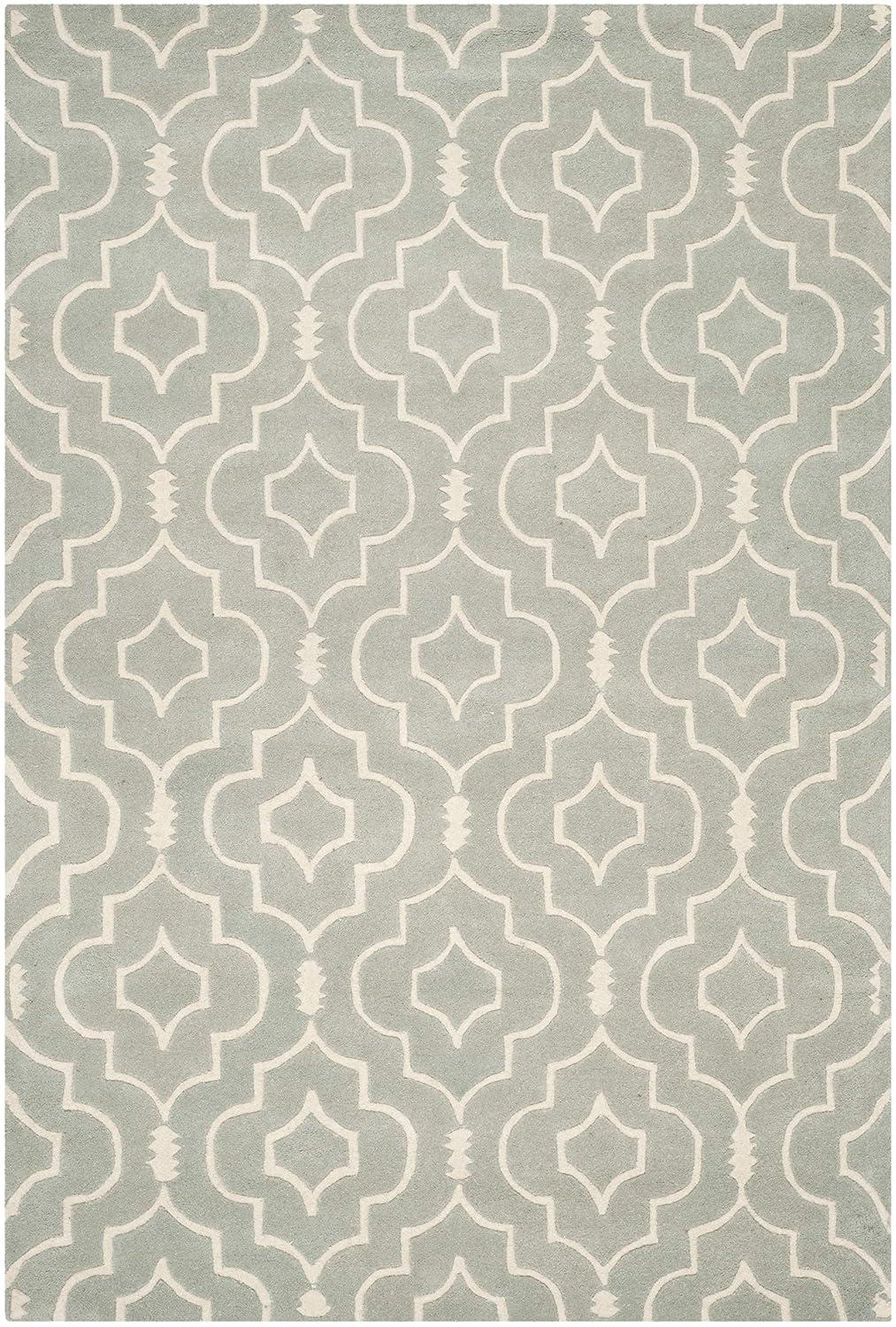 SAFAVIEH Chatham Xanthia Geometric Wool Area Rug, Grey/Ivory, 4' x 6'