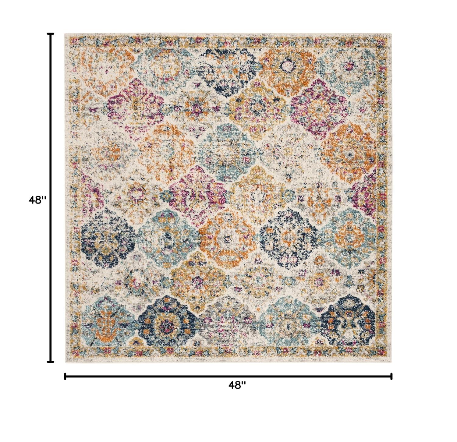 Madison MAD611 Power Loomed Indoor Area Rug - Cream/Multi - 4'x4' - Safavieh