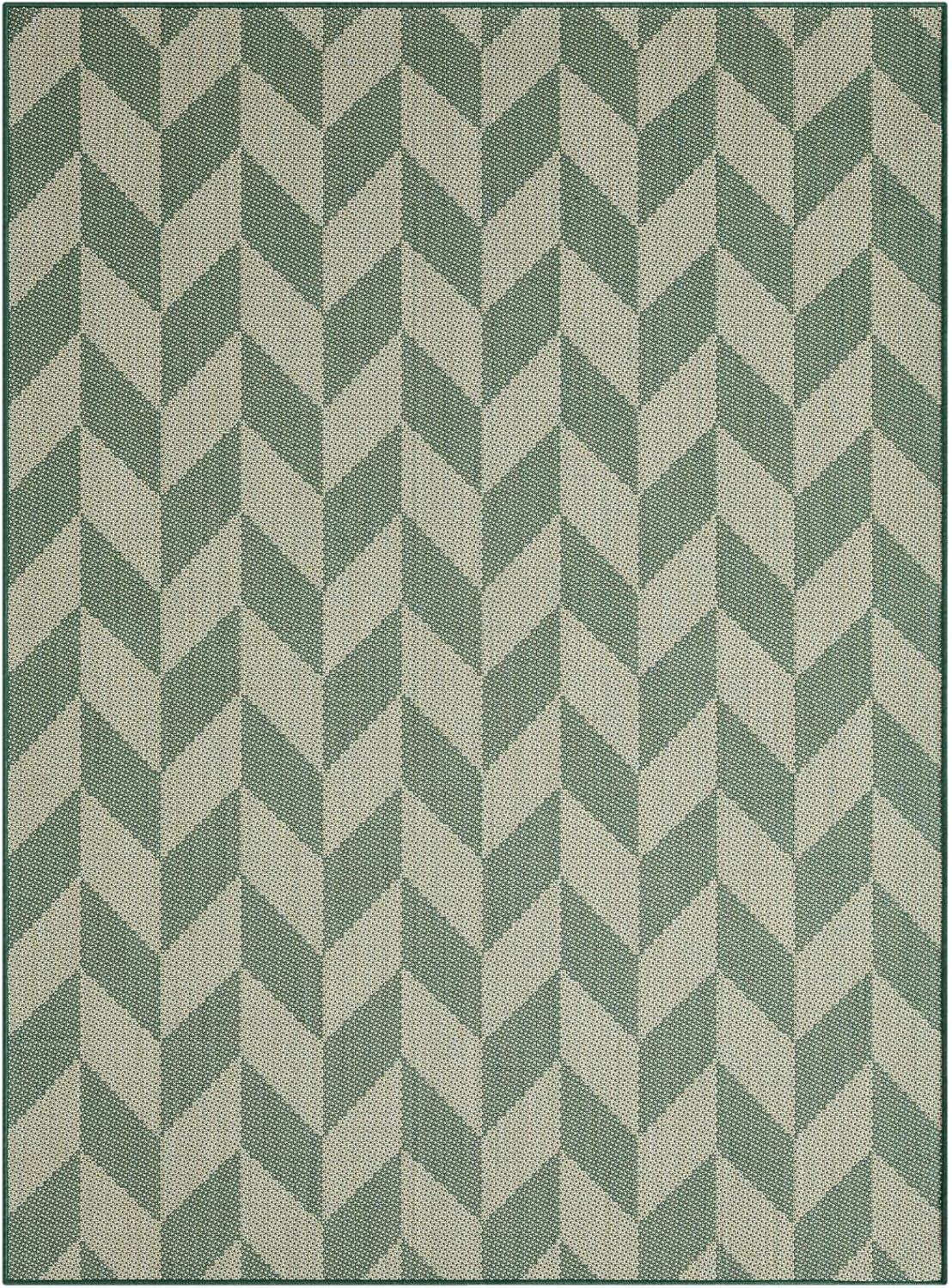 NICOLE MILLER NEW YORK Patio Country Calla Herringbone Indoor/Outdoor Area Rug, Beige/Green