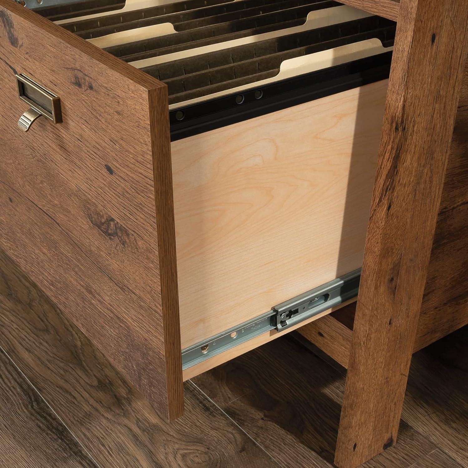 Vintage Oak Lateral File Cabinet with Open Shelf