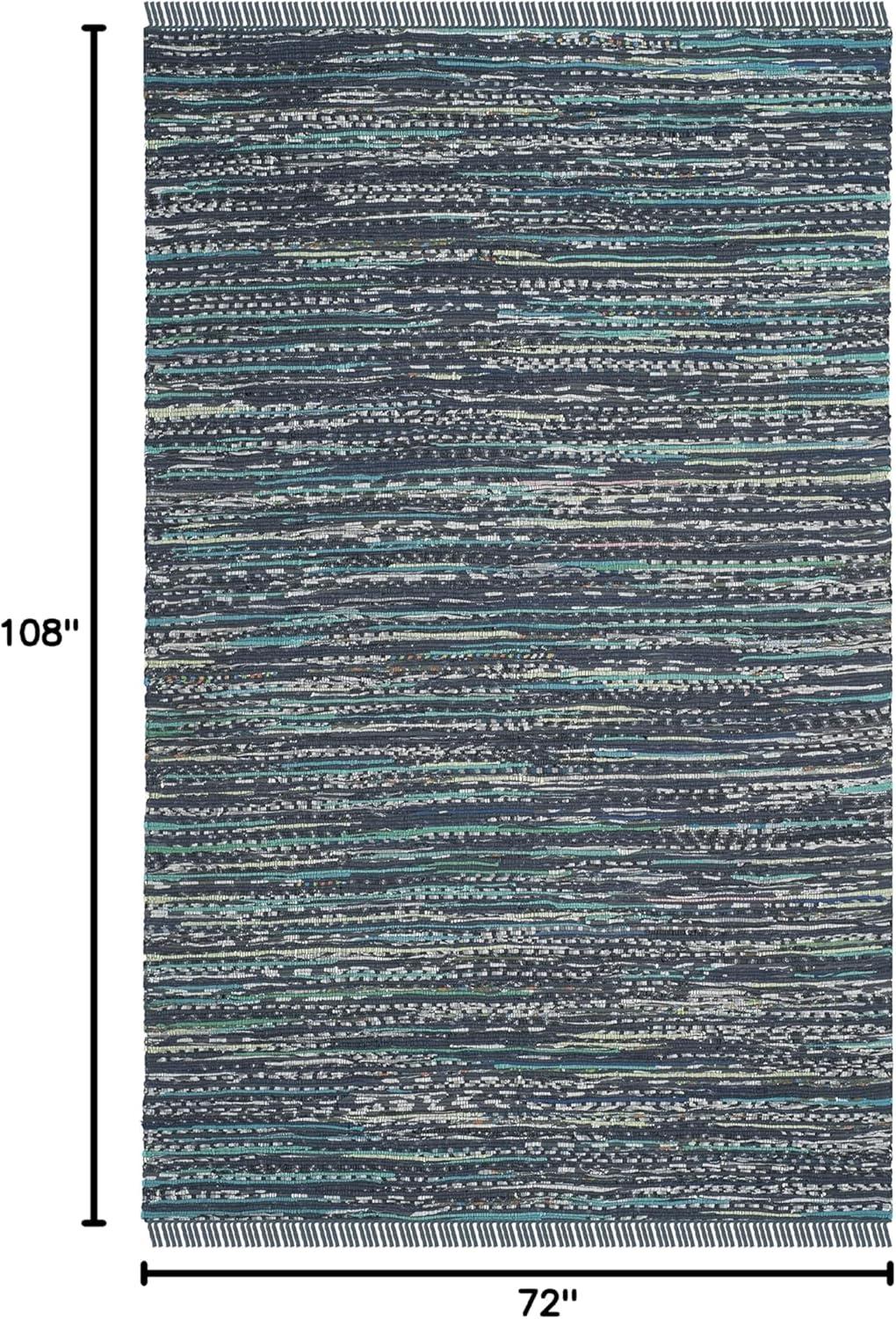 Rag Rug RAR121 Hand Woven Indoor Area Rug - 6'x9' - Ink/Multi - Safavieh