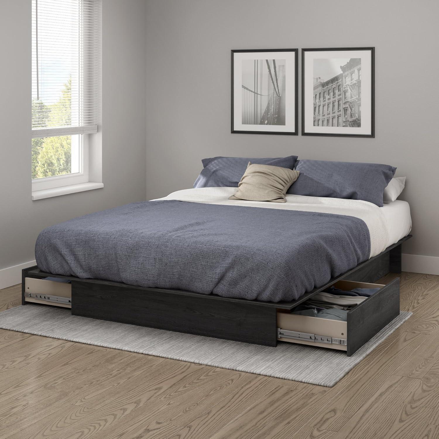 Queen Step One Platform Bed with Drawers - South Shore