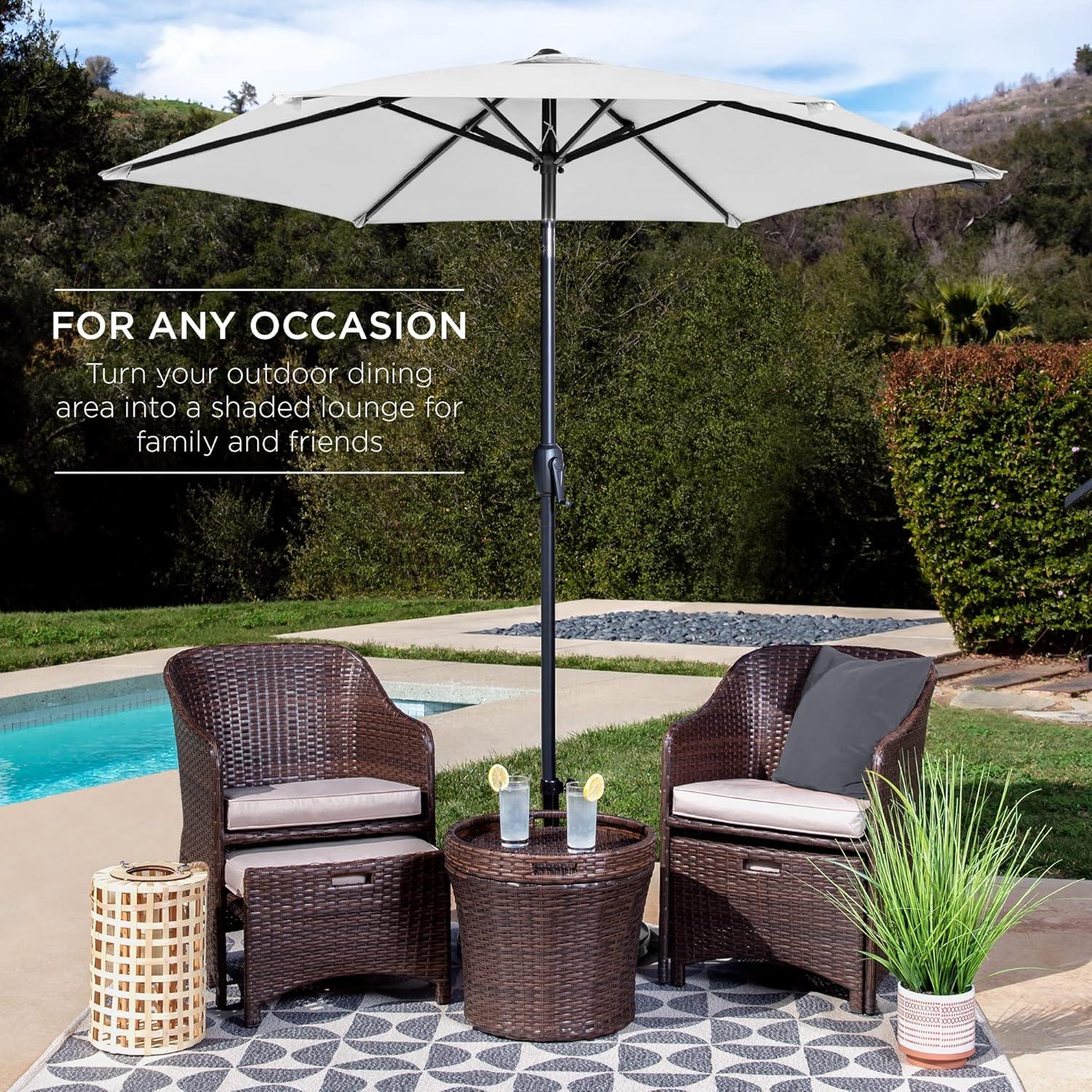 Best Choice Products 7.5ft Heavy-Duty Outdoor Market Patio Umbrella w/ Push Button Tilt, Easy Crank - Fog Gray