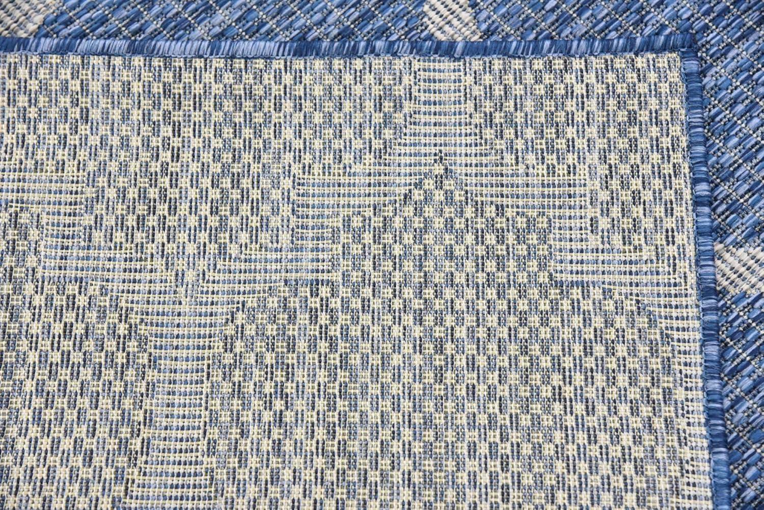 Unique Loom 6' 1 x 9' 0 Rectangle Indoor/Outdoor Trellis Navy Blue Area Rug