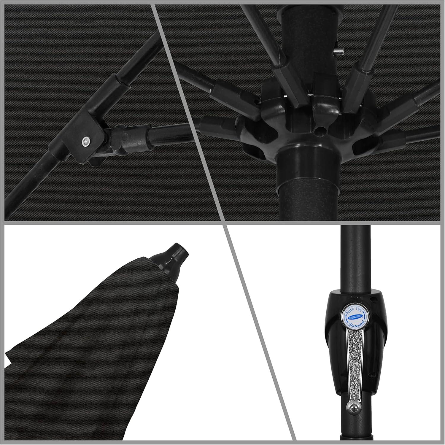 9 ft Black Sunbrella Aluminum Patio Umbrella with Bronze Pole