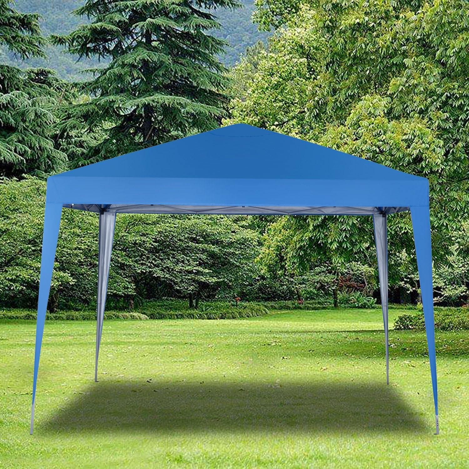 10 x 10 ft Blue Steel Pop-Up Canopy Tent