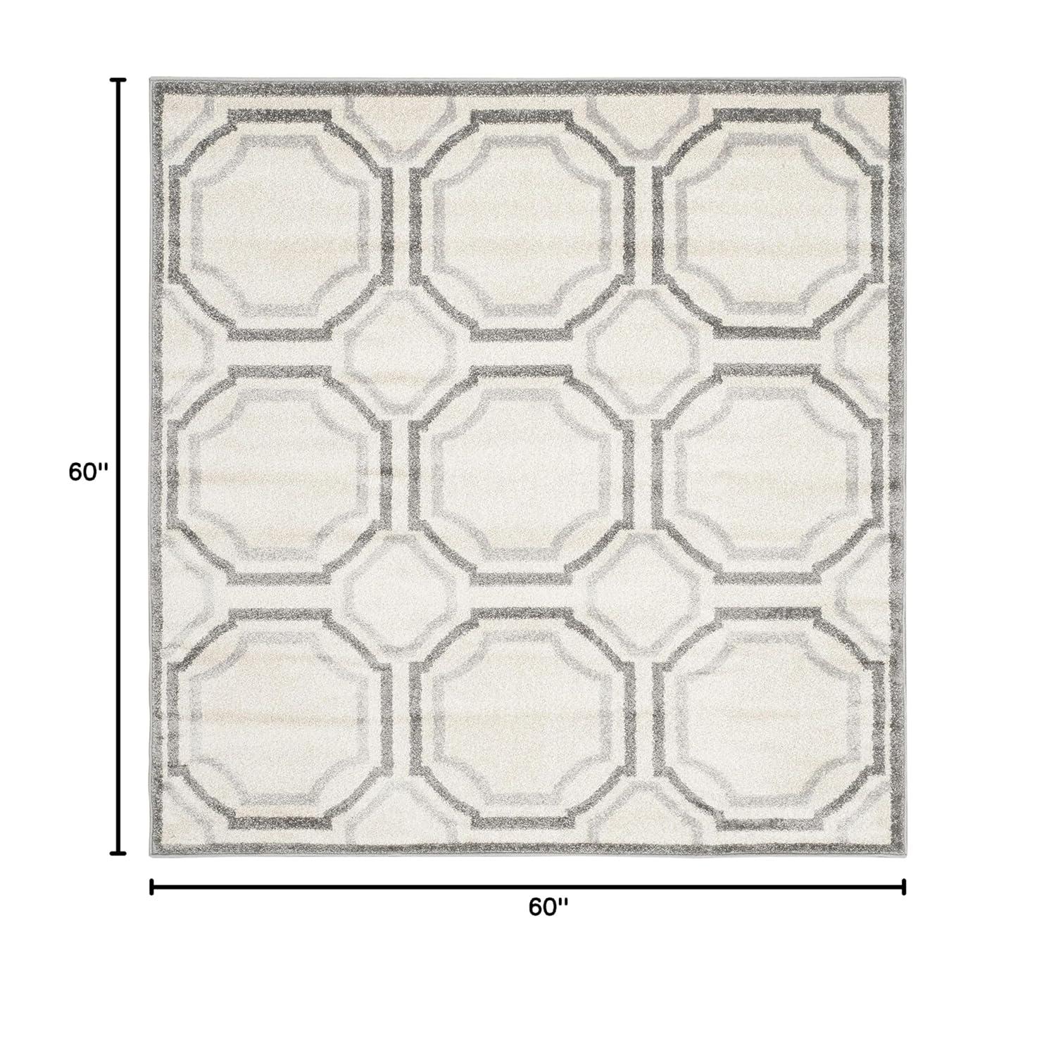 Amherst AMT411 Power Loomed Area Rug - Ivory/Light Grey - 5'x5' - Safavieh.