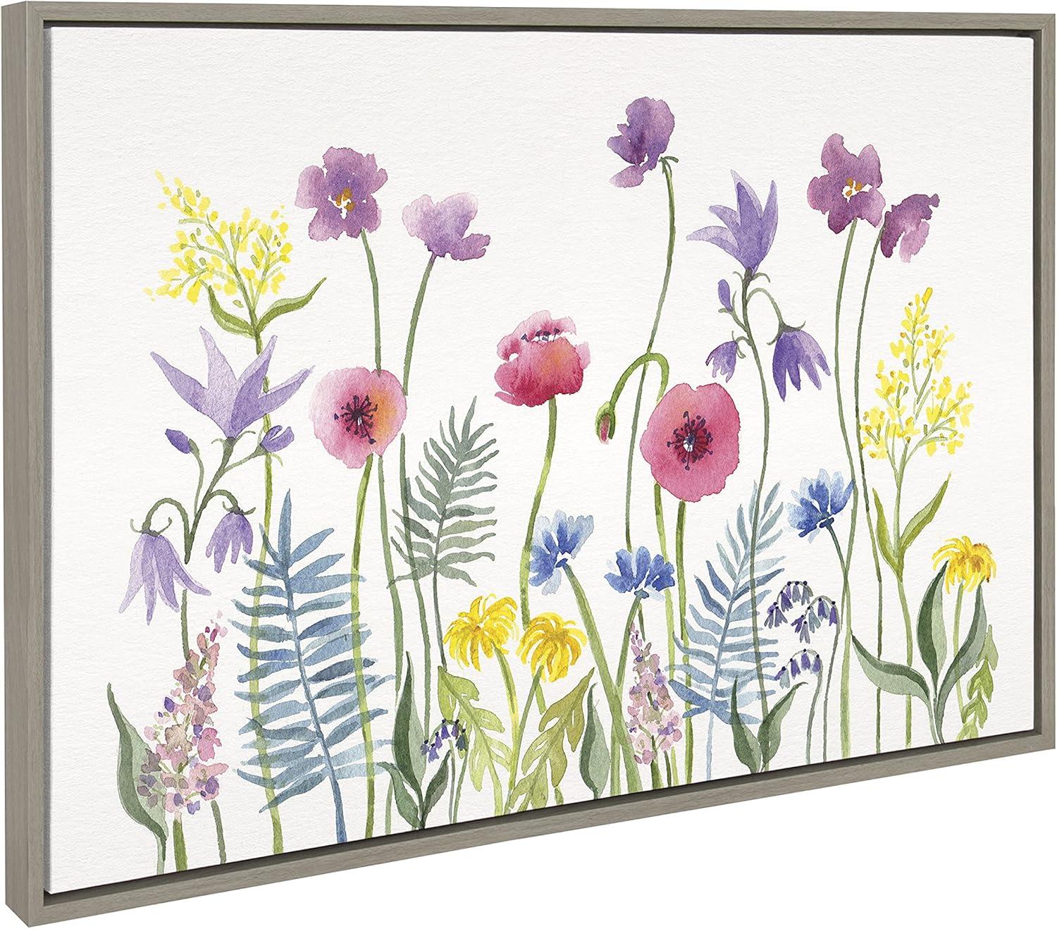 23" x 33" Sylvie Wildflorals by Patricia Shaw Framed Wall Canvas - Kate & Laurel All Things Decor