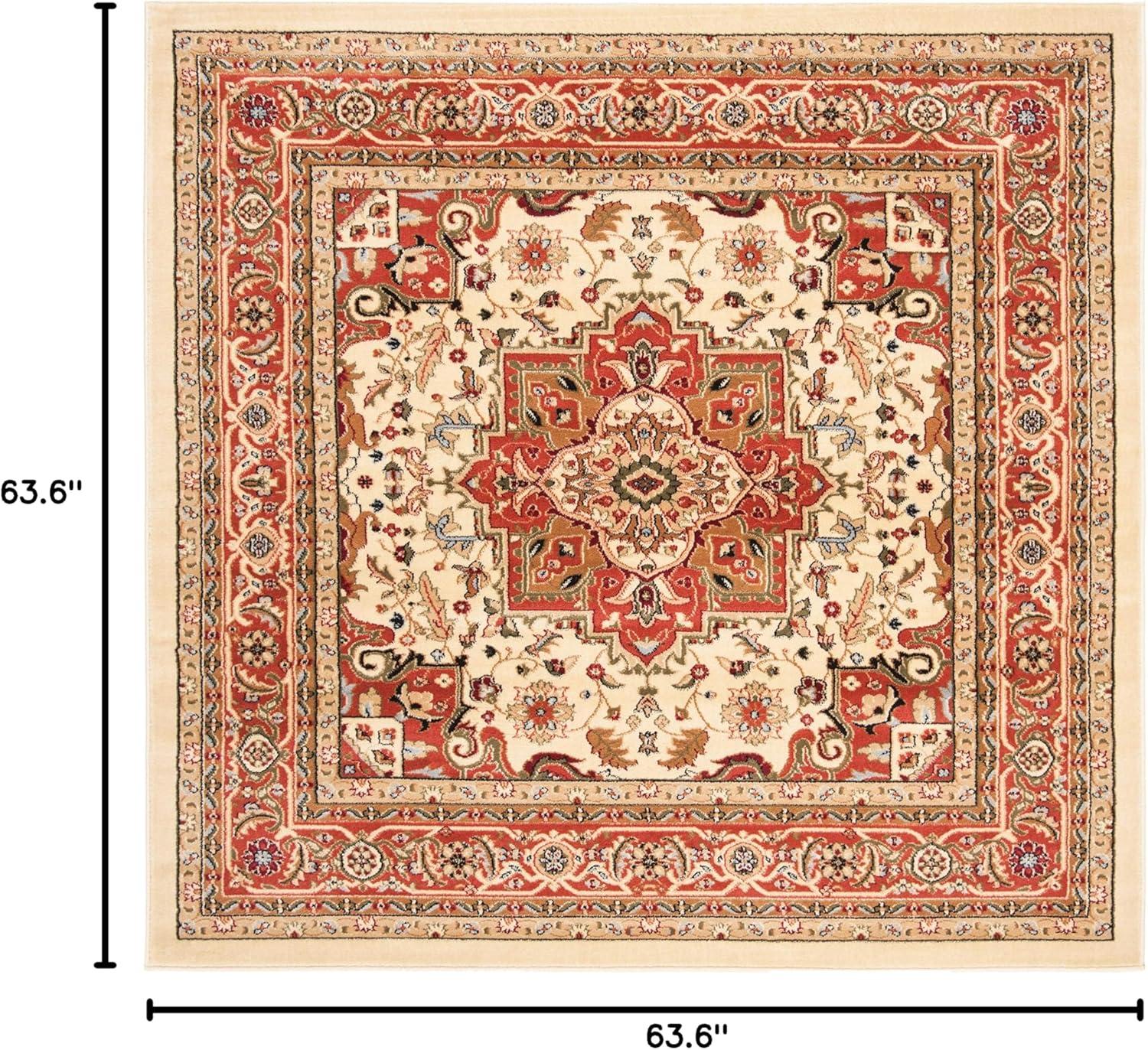 SAFAVIEH Lyndhurst Miranda Floral Area Rug, Ivory/Rust, 5'3" x 5'3" Square