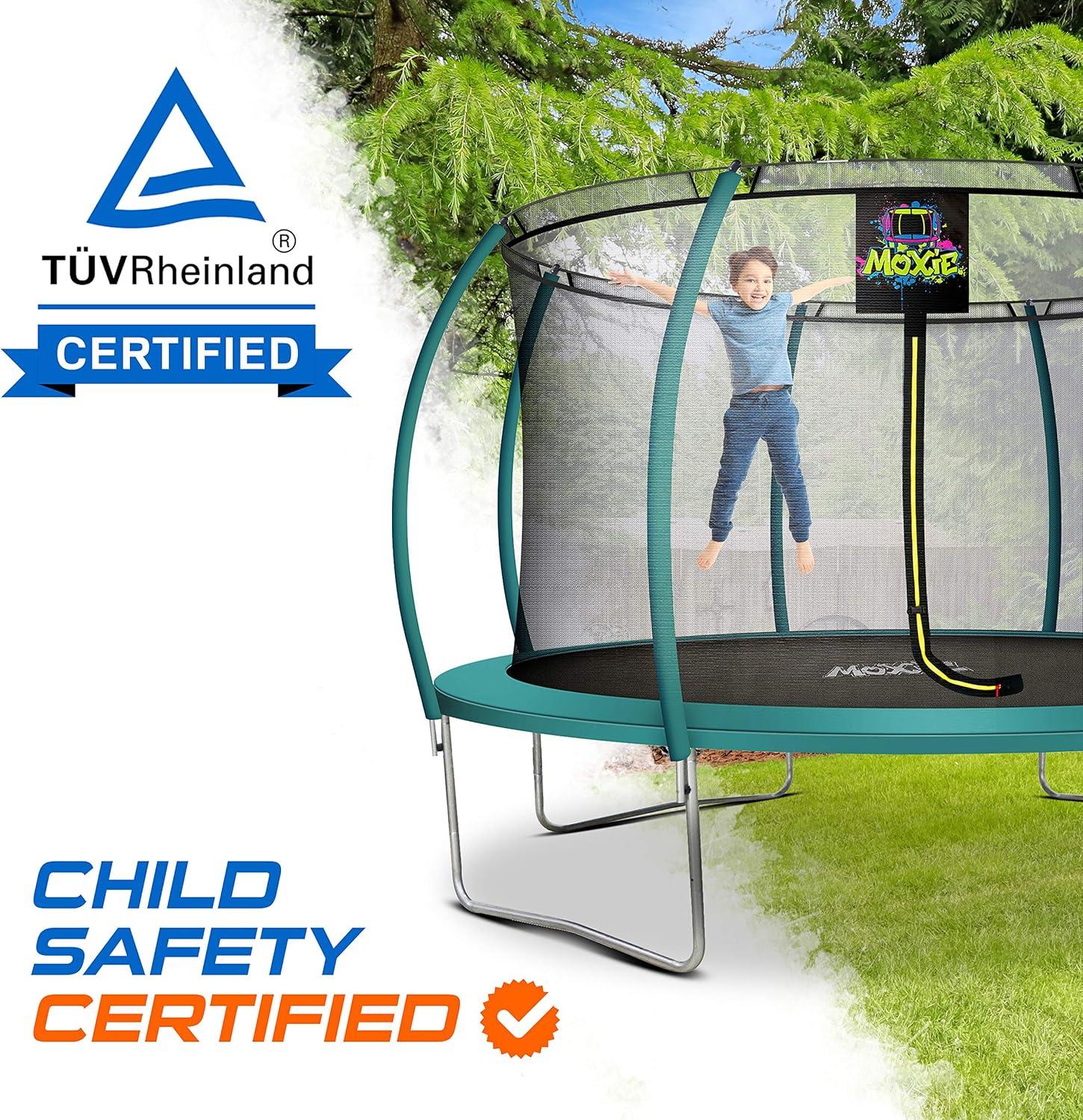 Machrus Moxie Pumpkin-Shaped Outdoor Trampoline Set with Top-Ring Frame Safety Enclosure, 14 FT
