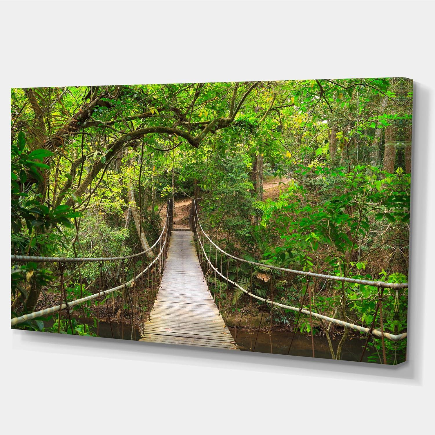 Designart 'Bridge to Jungle Thailand ' Landscape Photo Canvas Art Print