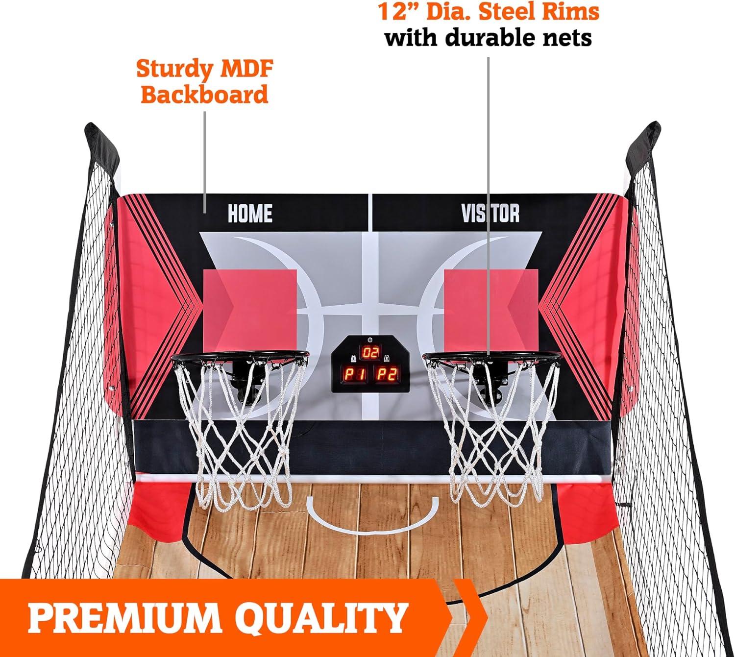 Hall of Games Hall of Games Easy to Assemble Arcade Basketball 84” Tall Indoor Steel Frame EZ-Fold X-Leg