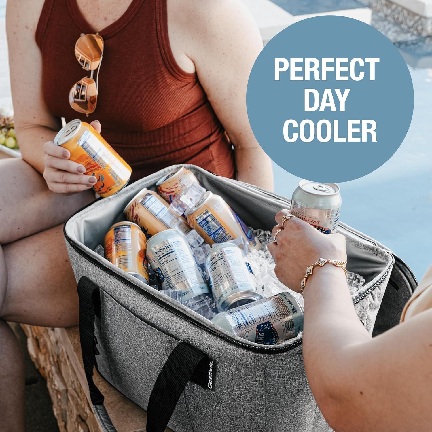CleverMade Collapsible Tahoe Cooler - 50 Can - Heather Cool Gray/Midnight Black