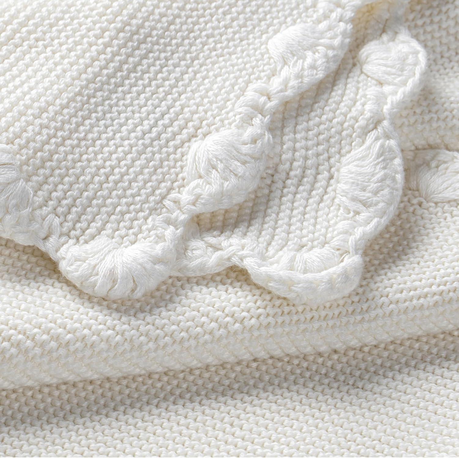 Ivory Organic Cotton Knit Baby Blanket 30x40